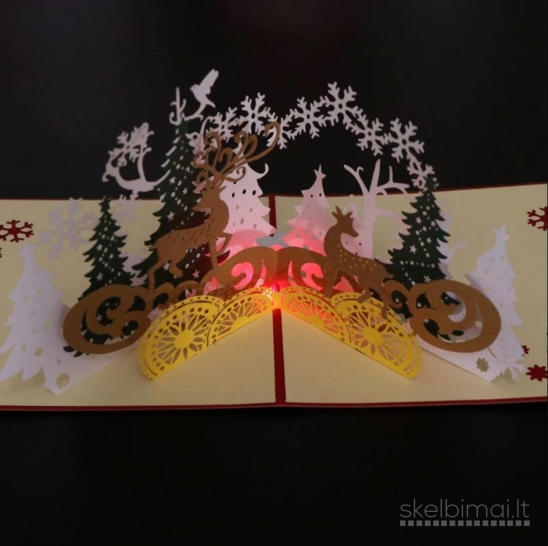 Grojantis LED 3D kalėdinis atvirukas
