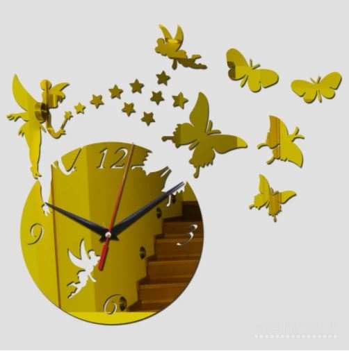 Dekoratyvinis sieninis veidrodinis laikrodis-lipdukas "Fairy"