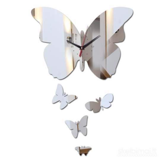 Dekoratyvinis sieninis veidrodinis laikrodis-lipdukas "Butterfly"