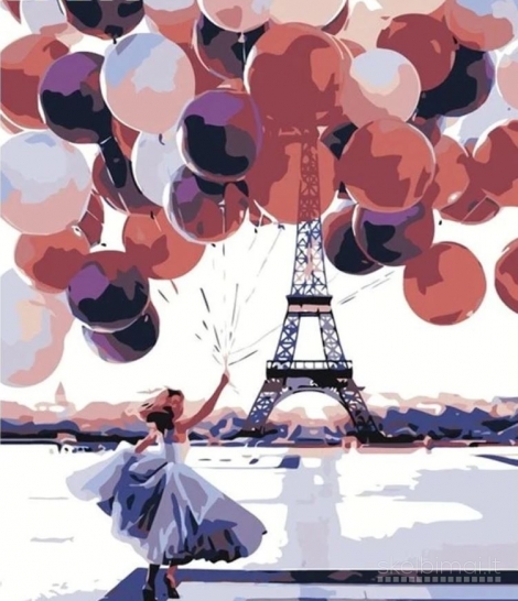 Tapybos pagal skaičius rinkinys "Romantic Balloons In Paris", 40x50 cm